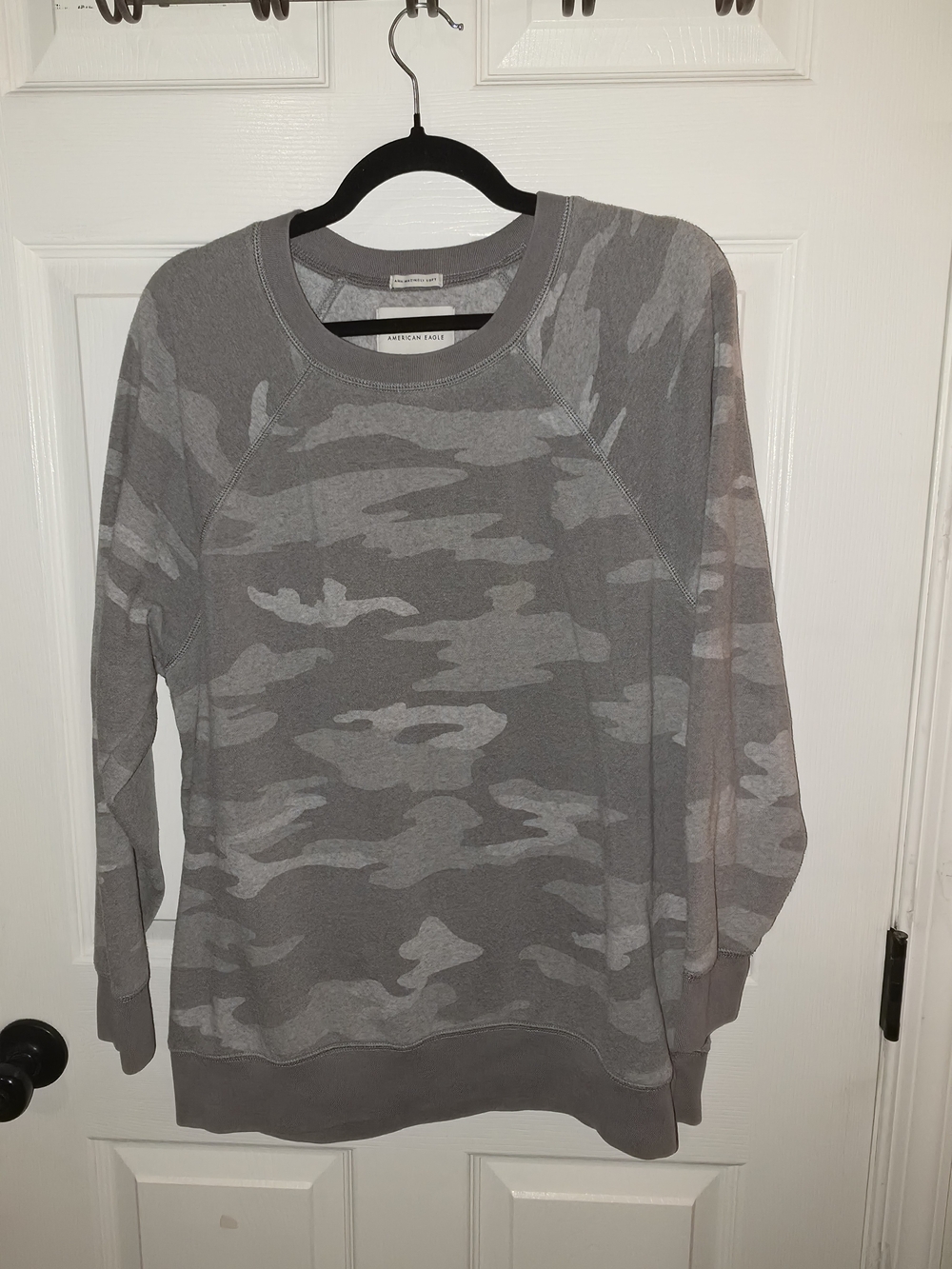 American Eagle Outfitters Gray Camo Pullover Sweatshirt